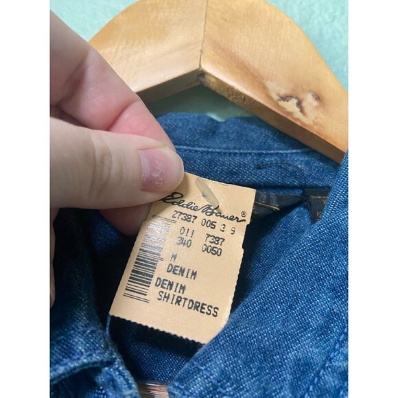 NWT Eddie Bauer Women's Vintage Denim Cotton Button Shirt Midi Dress Size Medium - Picture 5 of 12